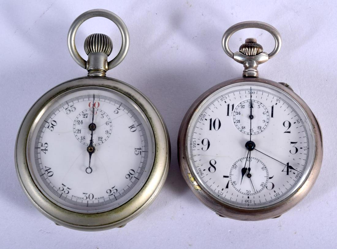 A POCKET WATCH AND A STOP WATCH.  Pocket Watch stamped (1 of 3)
