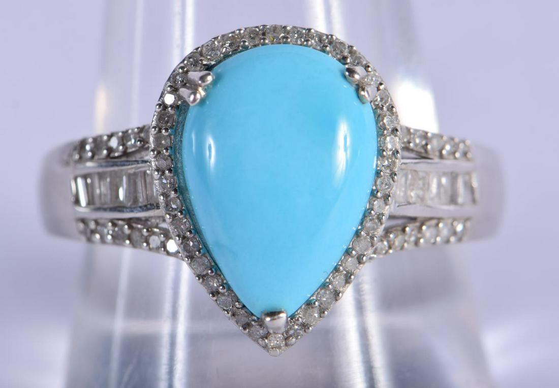 A PEAR SHAPED GEM SET RING.  Size T/U, weight 5.3g (1 of 4)