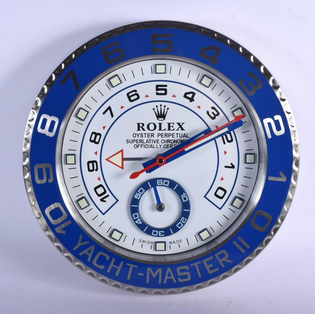 A ROLEX SHOP DISPLAY ADVERTISING WALL CLOCK. 33 cm (1 of 2)
