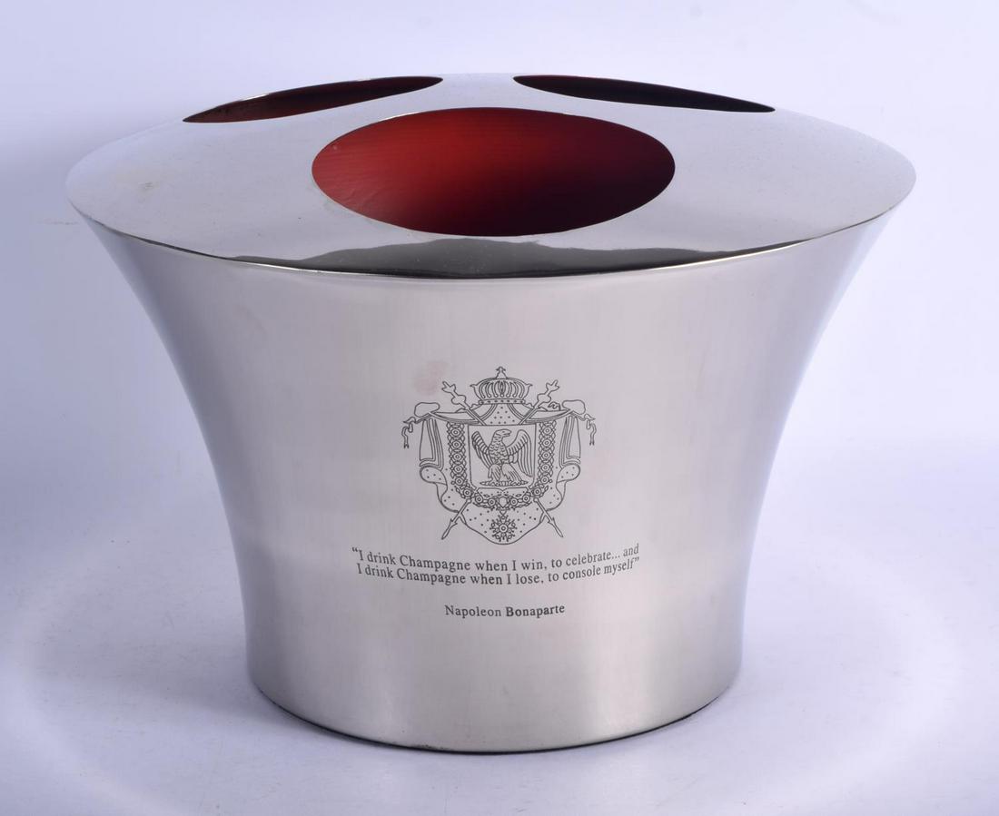 A MOET CHANDON SILVER PLATED BOTTLE HOLDER. 30 cm x 27 (1 of 3)