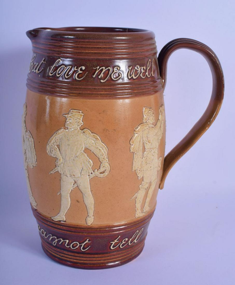 AN UNUSUAL ANTIQUE DOULTON LAMBETH STONEWARE JUG (1 of 4)