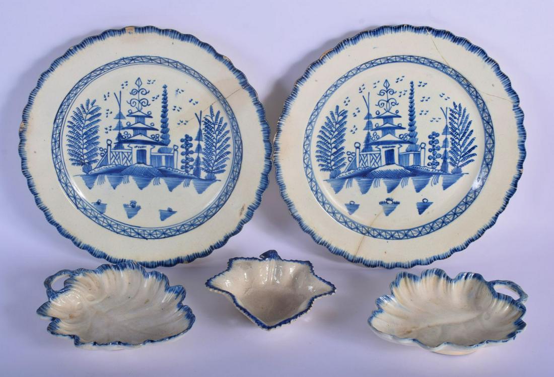THREE LATE 18TH/19TH CENTURY ENGLISH PEARLWARE LEAF (1 of 2)