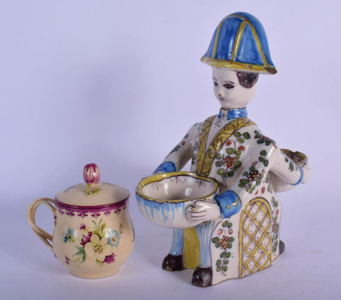 A 19TH CENTURY FRENCH FAIENCE FIGURAL DOUBLE SALT (1 of 4)
