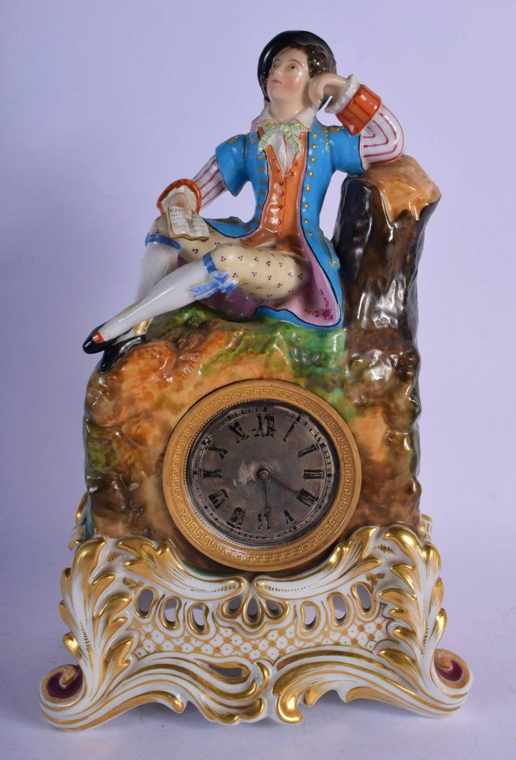 A 19TH CENTURY FRENCH PARIS PORCELAIN CLOCK modelled (1 of 5)