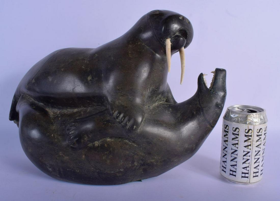 A LARGE NATIVE AMERICAN CANADIAN INUIT CARVED STONE (1 of 4)