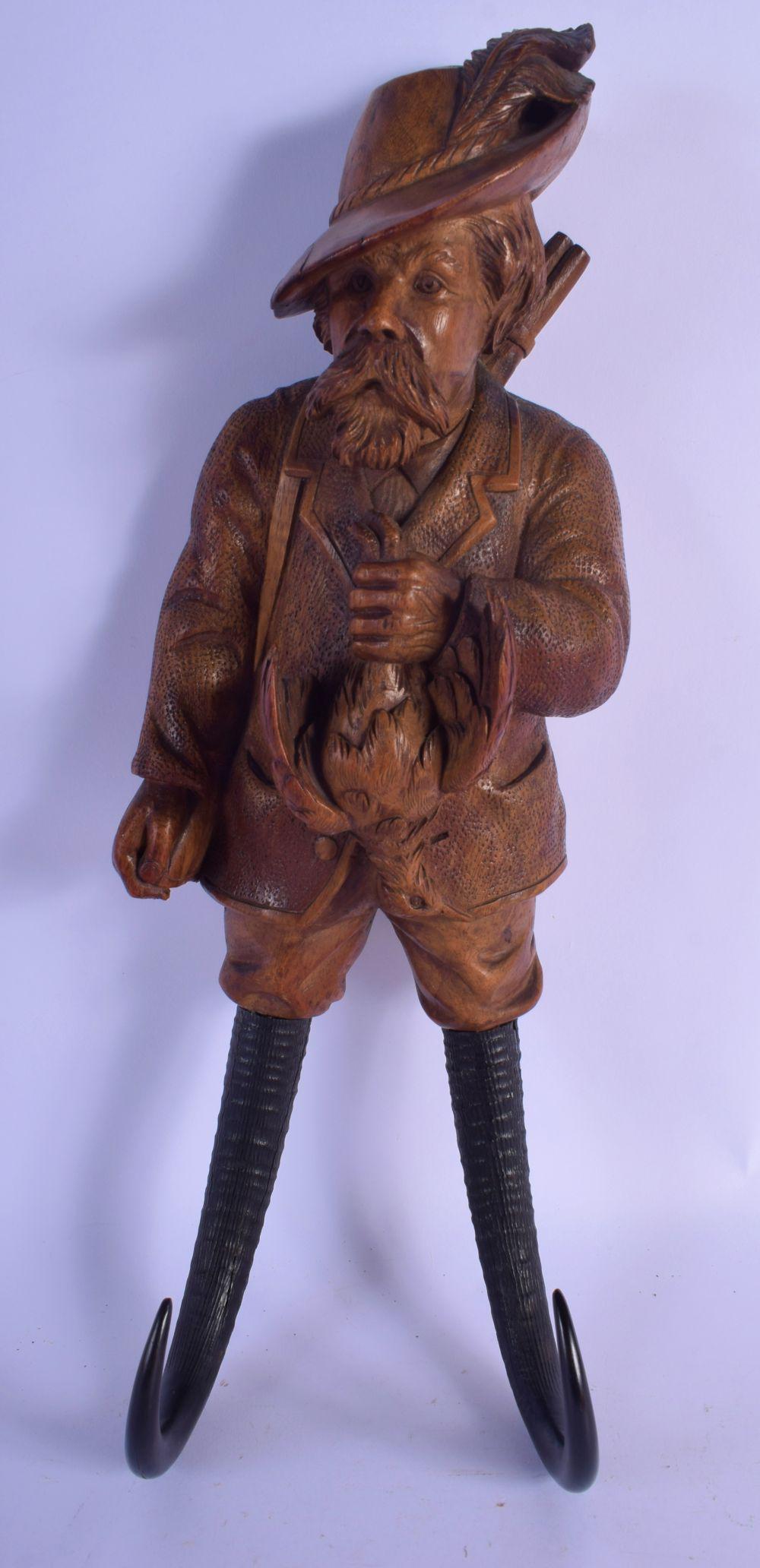 A RARE 19TH CENTURY BAVARIAN BLACK FOREST DOUBLE ANTLER (1 of 4)