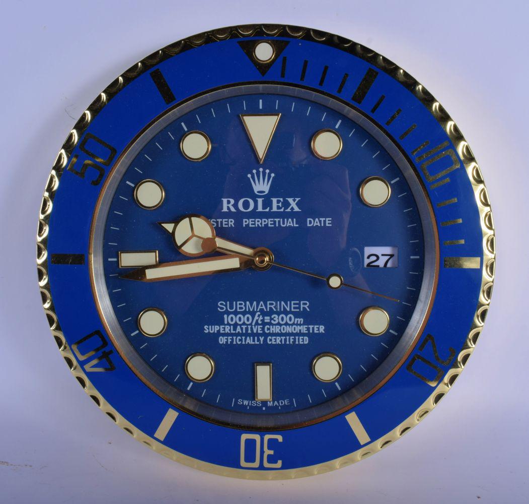 A ROLEX ADVERTISING DEALER DISPLAY HANGING WALL CLOCK. (1 of 2)