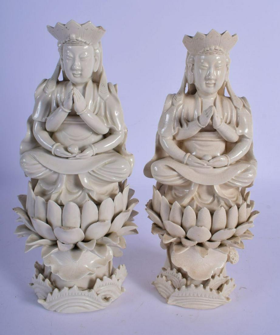 A RARE PAIR OF CHINESE QING DYNASTY BLANC DE CHINE (1 of 4)