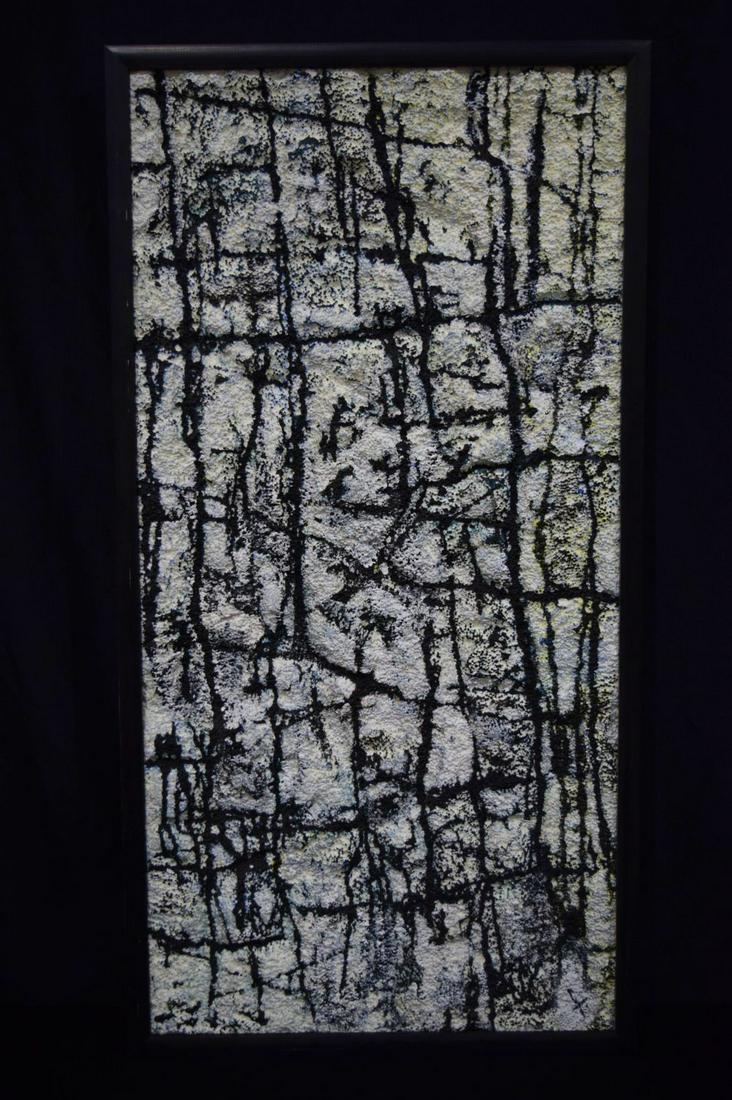 Sharon Gee framed acrylic on polystyrene entitled ": Sharon Gee framed acrylic on polystyrene entitled " One life " 102 x 59 cm.