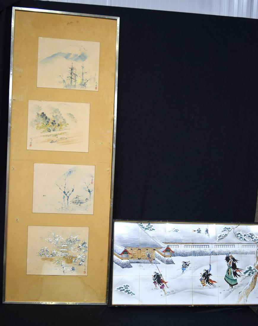A large framed set of Chinese watercolours together (1 of 9)