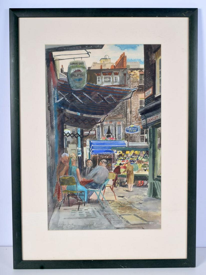 A framed watercolour of Shepherds Market by Eileen (1 of 4)