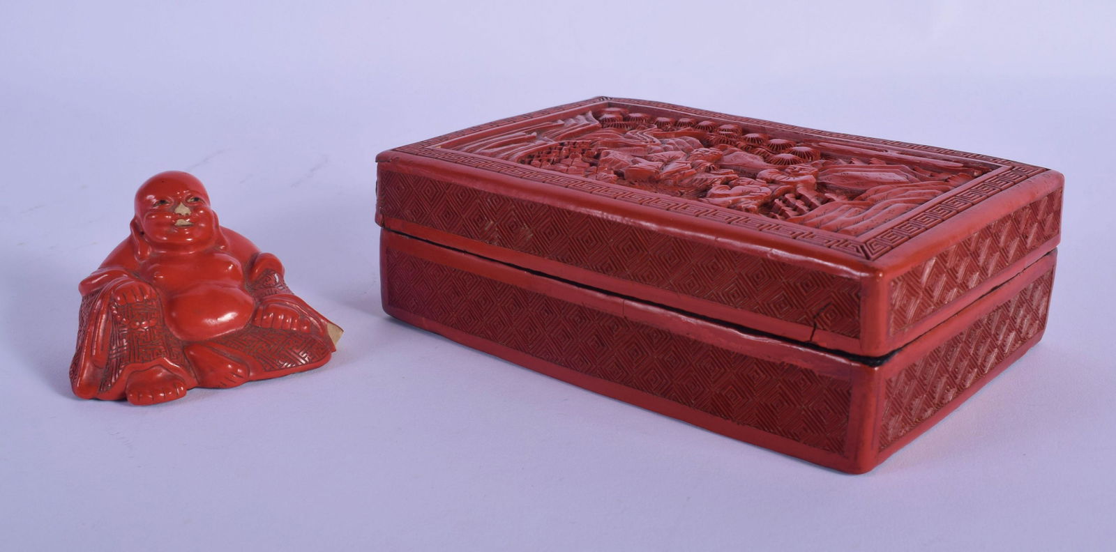 A 19TH CENTURY CHINESE CINNABAR LACQUER BOX AND COVER (1 of 4)