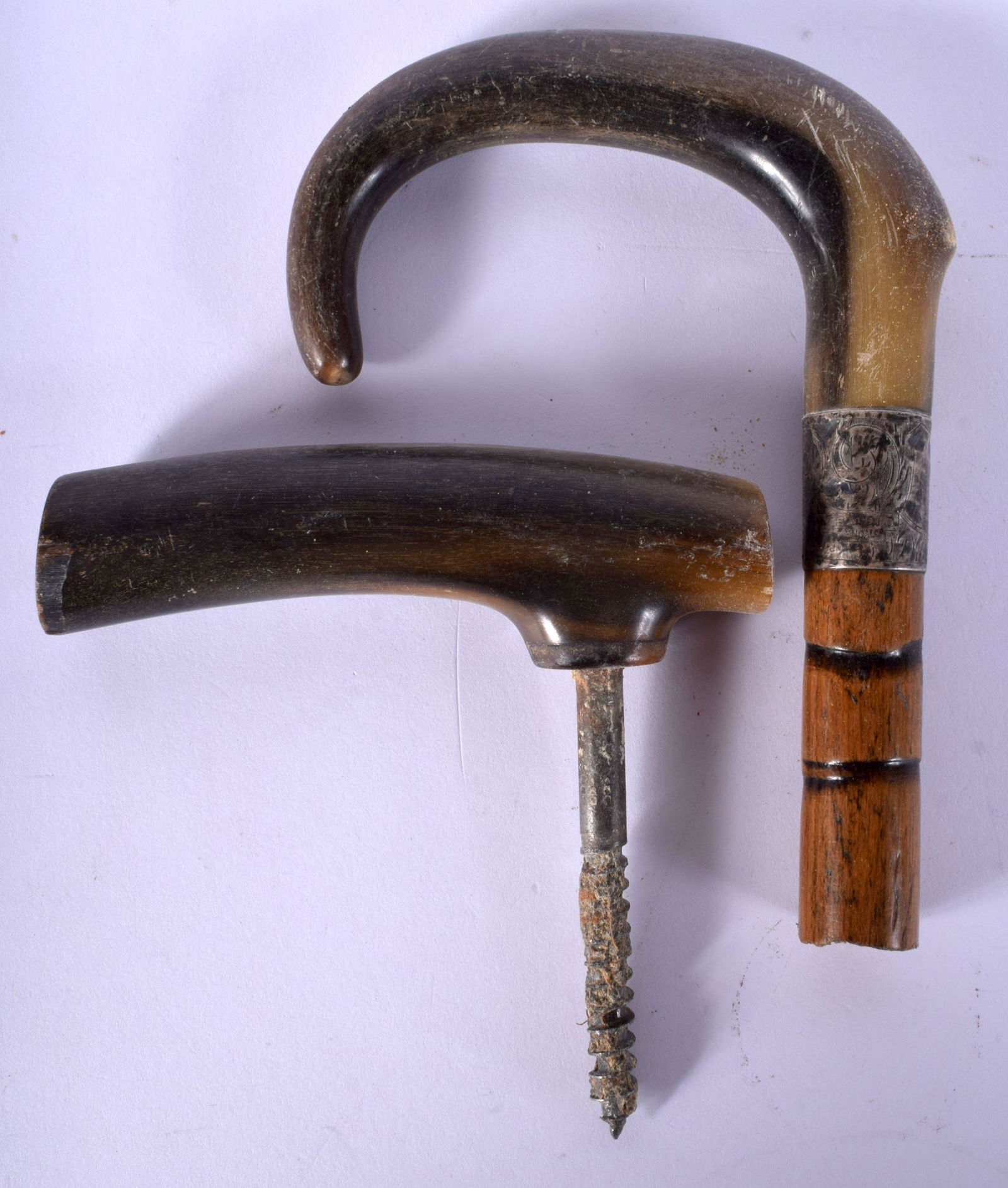 TWO 19TH CENTURY MIDDLE EASTERN CARVED RHINOCEROS HORN (1 of 2)