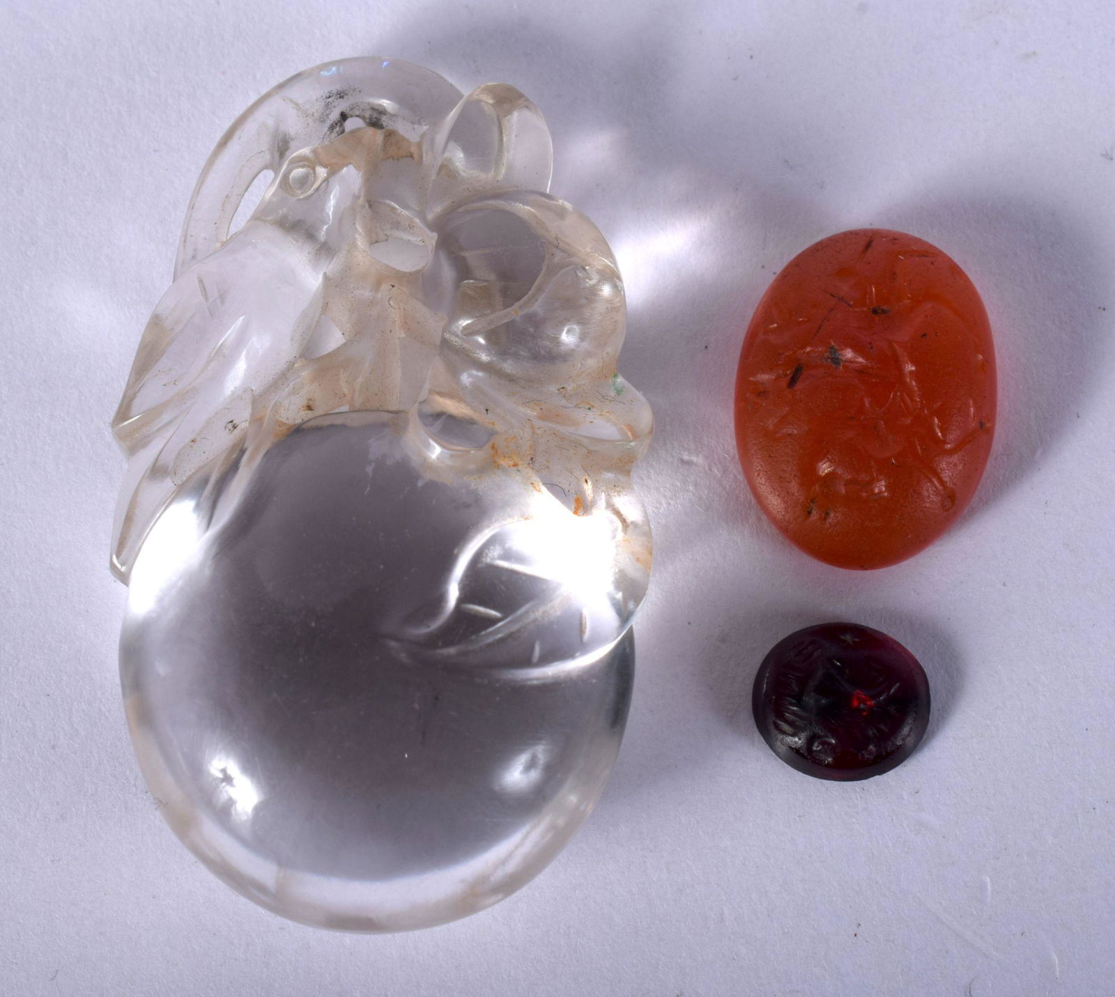 A 19TH CENTURY CHINESE CARVED ROCK CRYSTAL FRUITING POD (1 of 2)