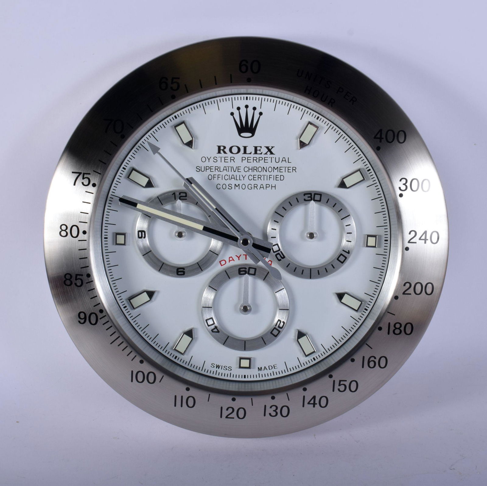 A ROLEX ADVERTISING DEALER DISPLAY HANGING WALL CLOCK. (1 of 2)