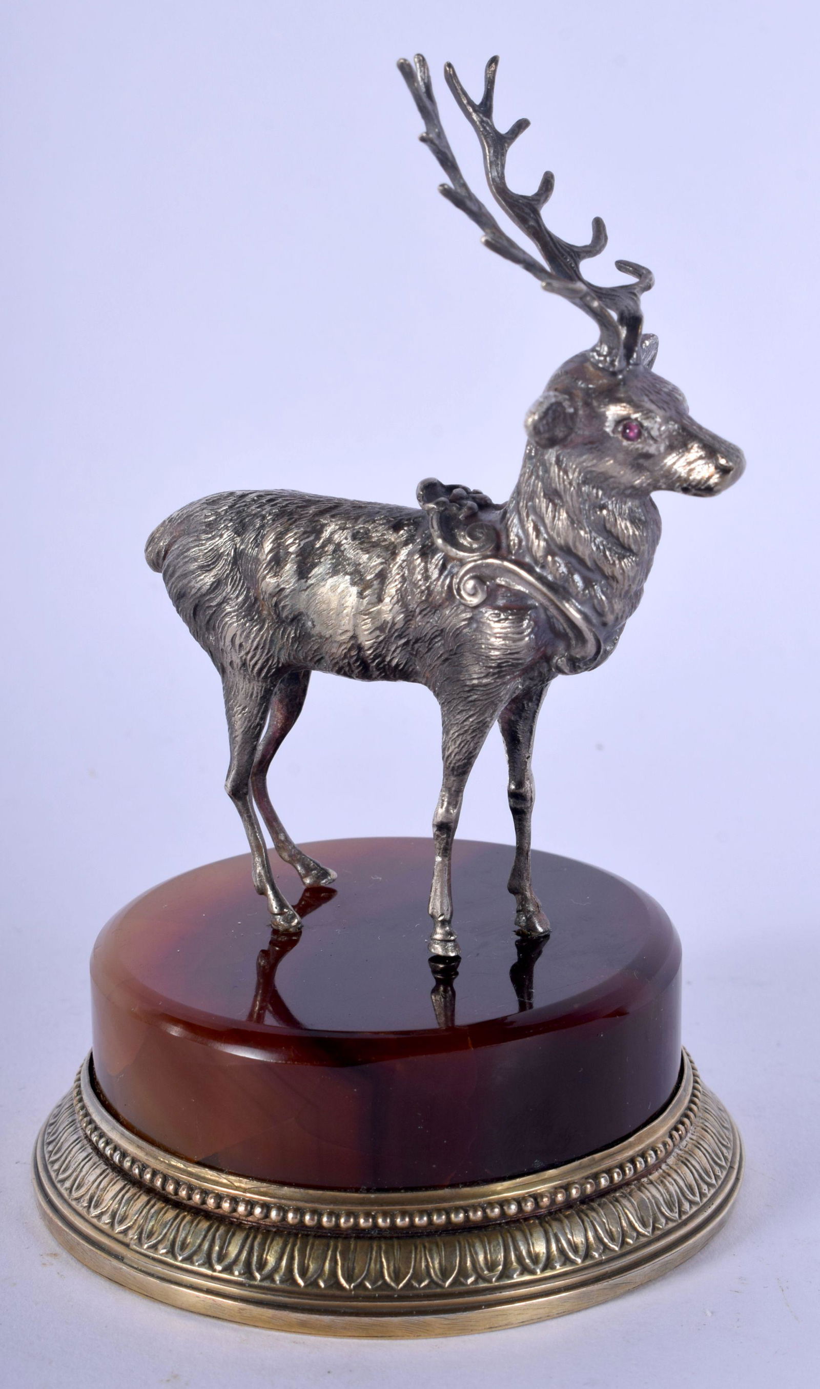 AN UNUSUAL CONTINENTAL SILVER AGATE AND RUBY FIGURE OF (1 of 4)