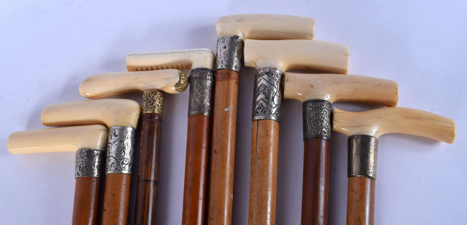 EIGHT 19TH CENTURY CONTINENTAL CARVED IVORY HANDLED (1 of 3)