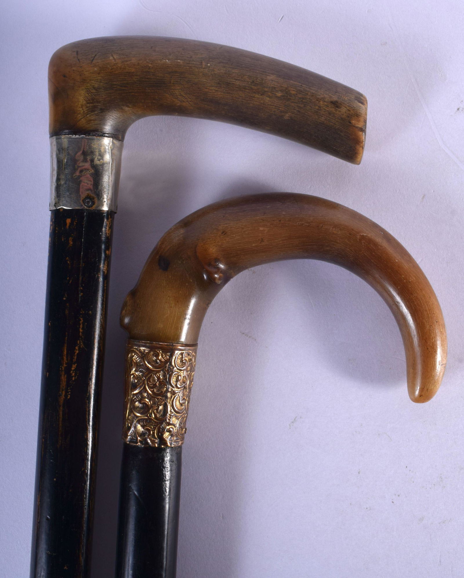 TWO 19TH CENTURY CONTINENTAL CARVED RHINOCEROS HORN (1 of 3)