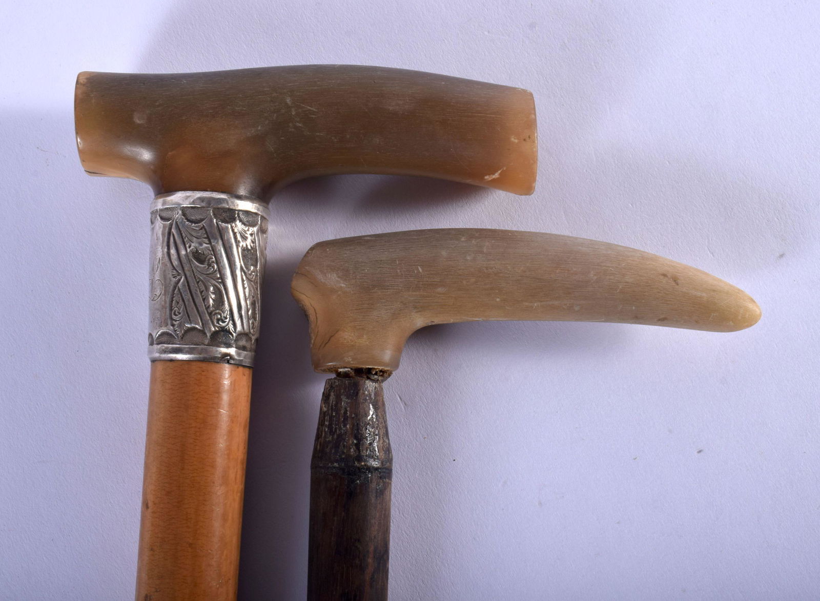 TWO 19TH CENTURY MIDDLE EASTERN CARVED RHINOCEROS HORN (1 of 3)