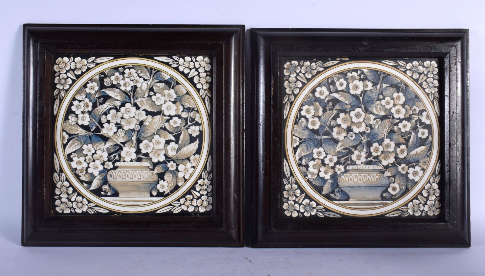 A PAIR OF MINTON AESTHETIC MOVEMENT POTTERY TILES (1 of 4)