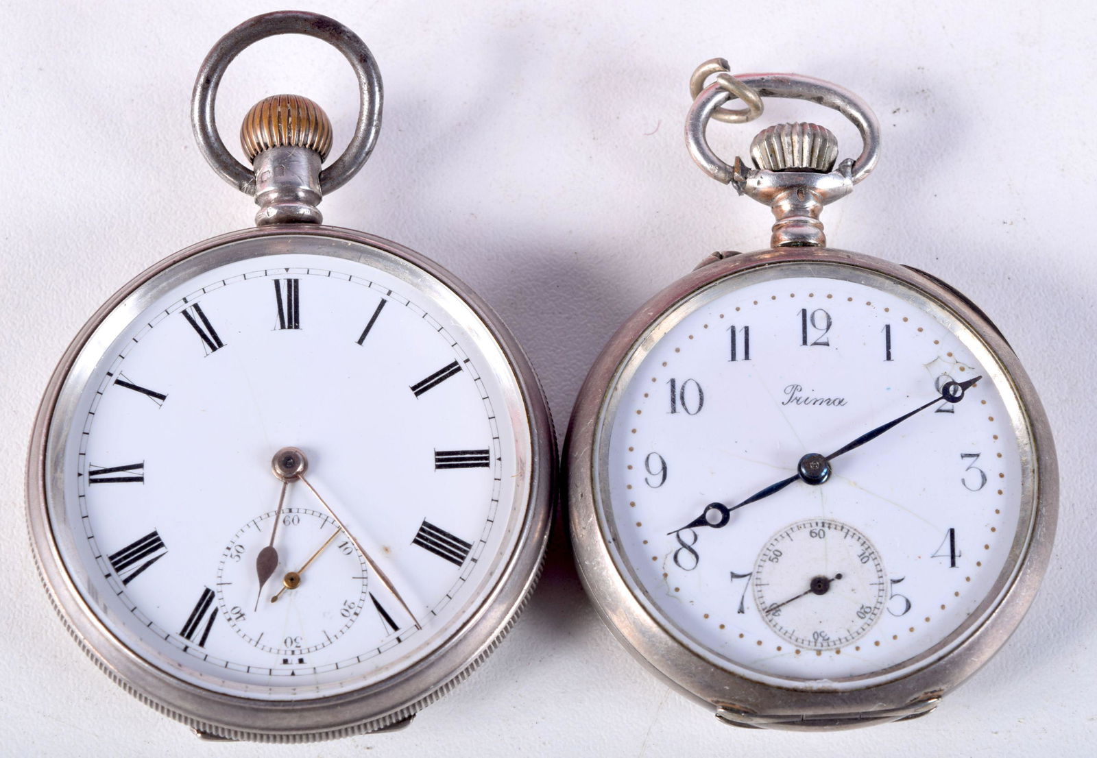 TWO SILVER POCKET WATCHES.  1 hallmarked Birmingham (1 of 4)