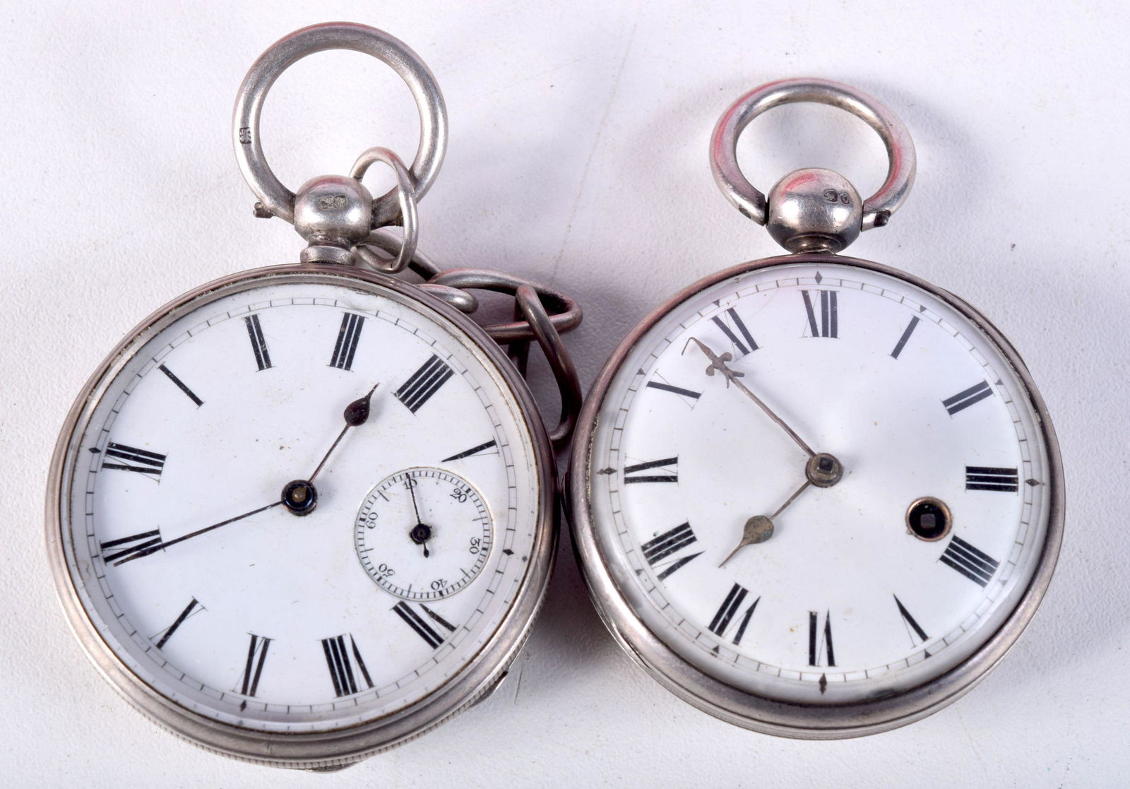 TWO SILVER POCKET WATCHES.  1 marked Chester 1877, (1 of 3)