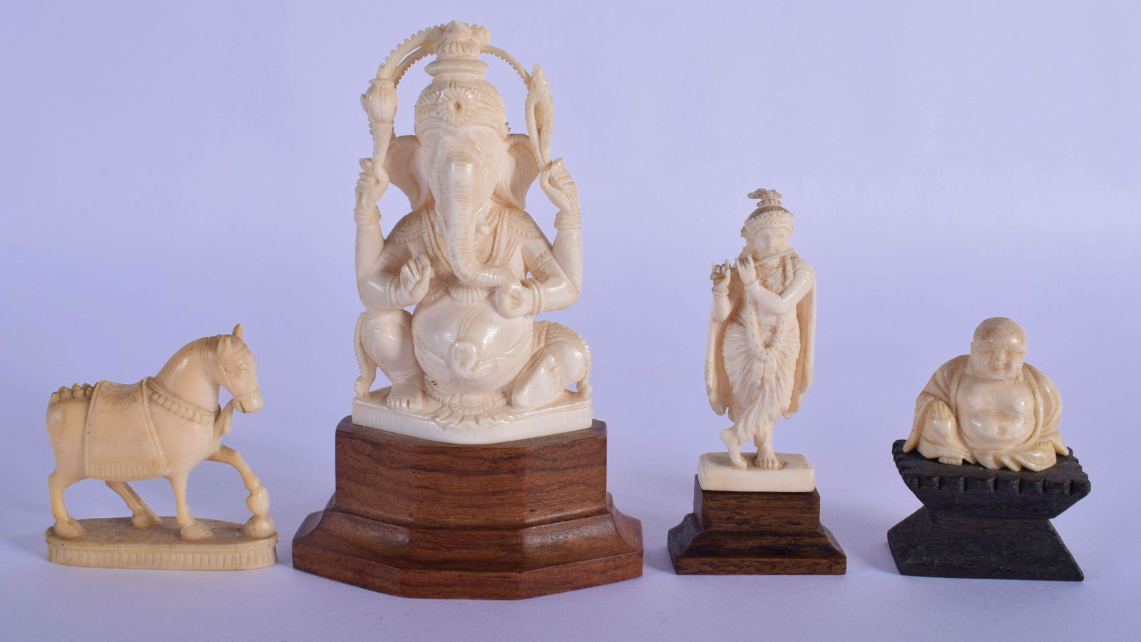 THREE 19TH CENTURY ANGLO INDIAN CARVED IVORY FIGURES (1 of 2)