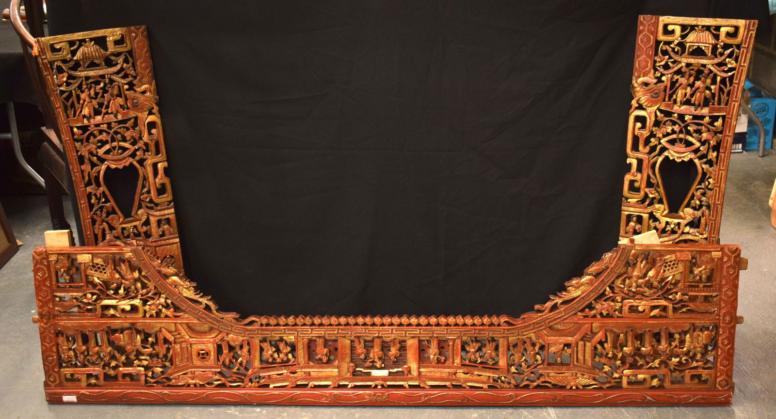 THREE 19TH CENTURY CHINESE CARVED HARDWOOD GILDED (1 of 7)