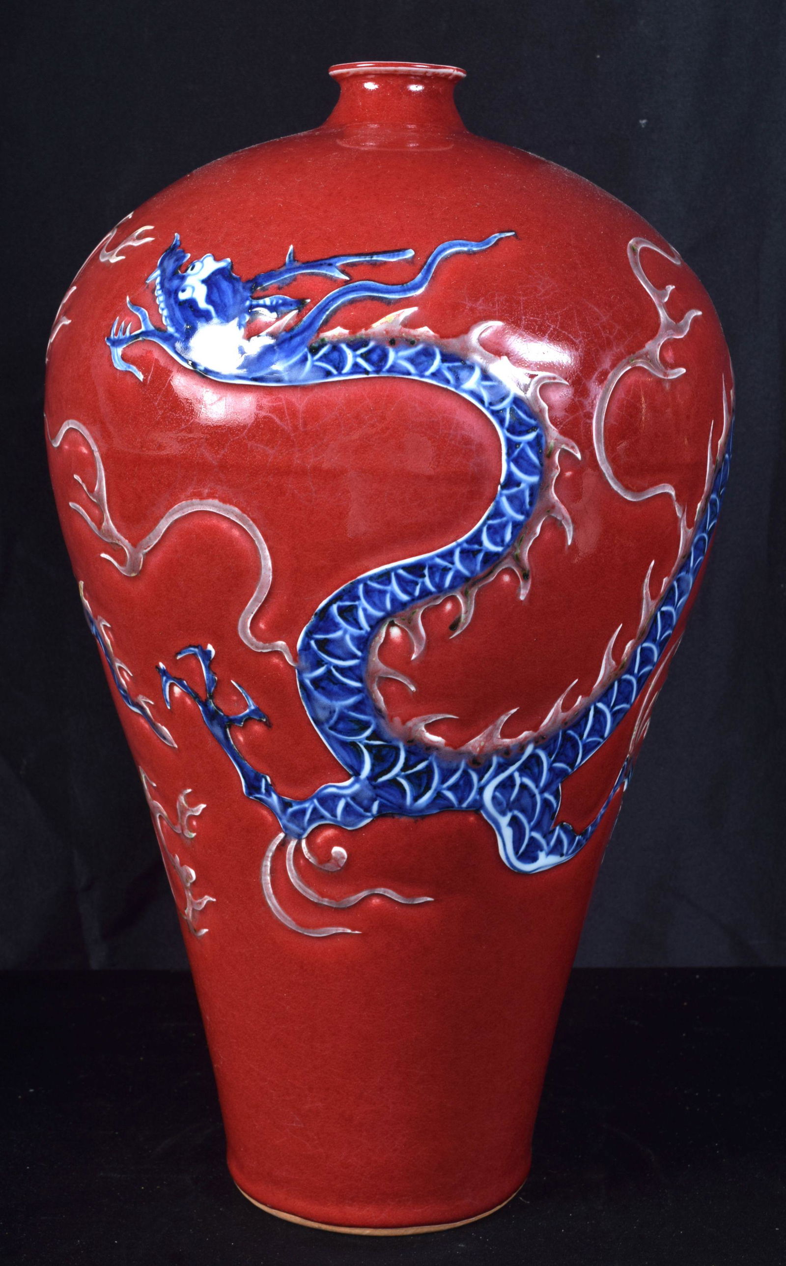 A large Chinese porcelain copper red ground Meiping (1 of 5)