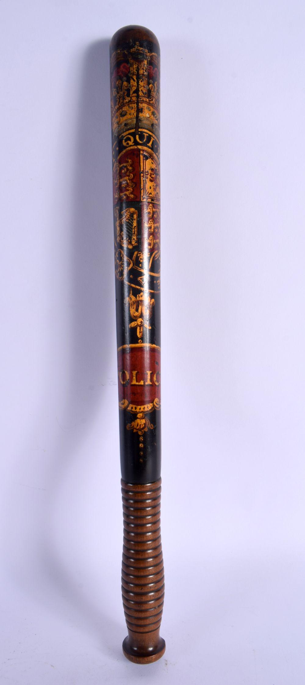 AN ANTIQUE PAINTED POLICE TRUNCHEON stamped F6. 41 cm long. (1 of 6)