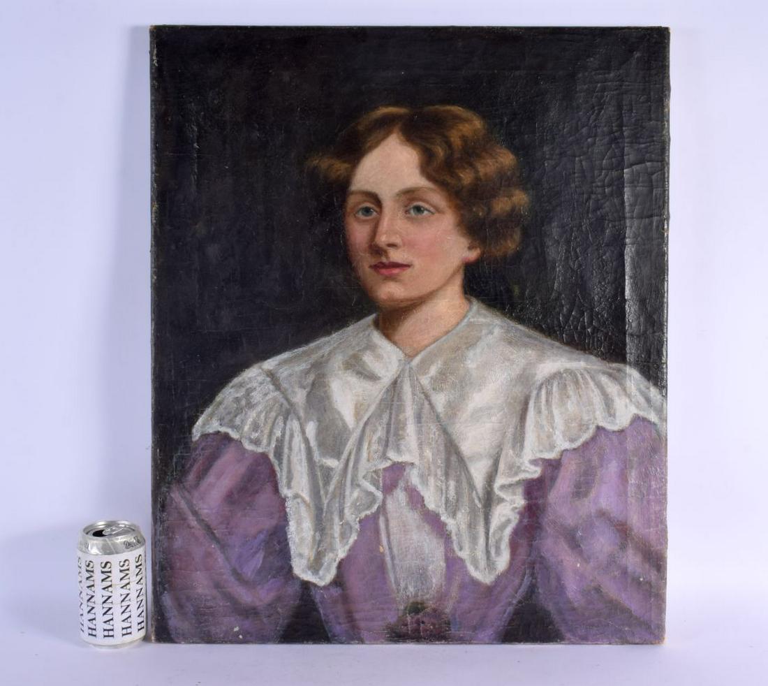 Continental School (C1900) Oil on canvas, Figure in pink and white. 58 cm x 50 cm. (1 of 3)