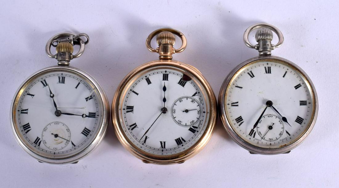 THREE VINTAGE POCKET WATCHES.  Two hallmarked Birmingham 1928 &1925, one marked 2 cases 10K, Dial 5. (1 of 3)