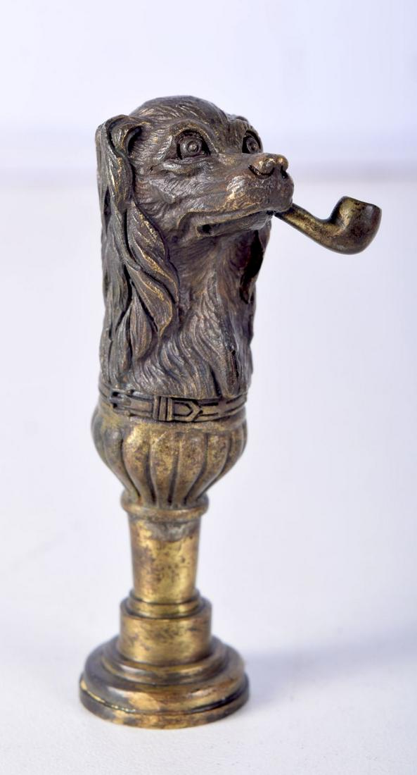 BRASS SEAL IN THE FORM OF A DOG SMOKING A PIPE.  6.3cm x 2.7cm, weight 31.1g (1 of 3)