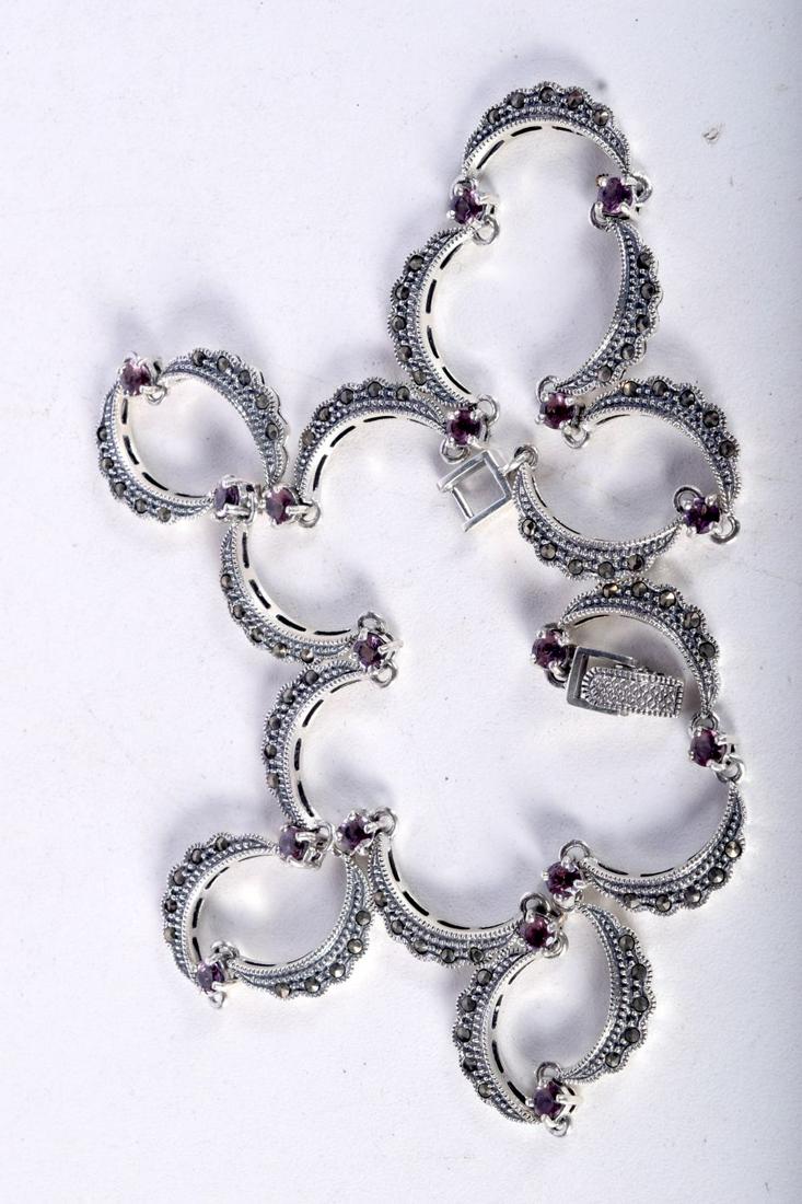 A SILVER AND MARCASITE NECKLACE.  Stamped 925, 45cm long, weight 36.4g (1 of 3)