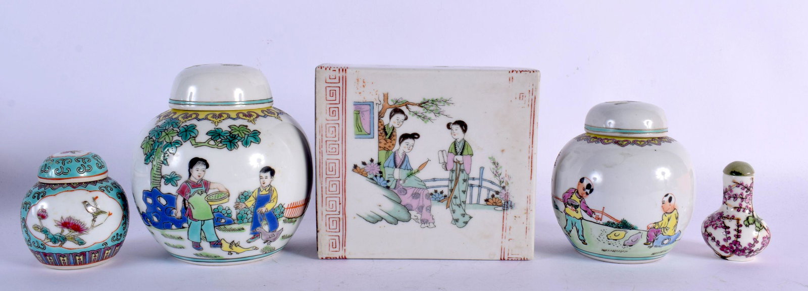 A CHINESE REPUBLICAN PERIOD PILLOW etc. Largest 13 cm x 11 cm. (5): A CHINESE REPUBLICAN PERIOD PILLOW etc. Largest 13 cm x 11 cm. (5)