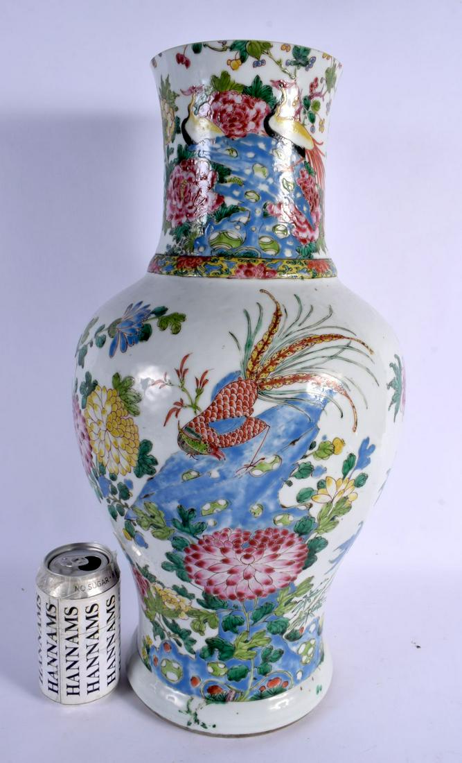 A LARGE 18TH CENTURY CHINESE FAMILLE ROSE PORCELAIN VASE Qianlong, painted with a phoenix bird. 48 c (1 of 5)