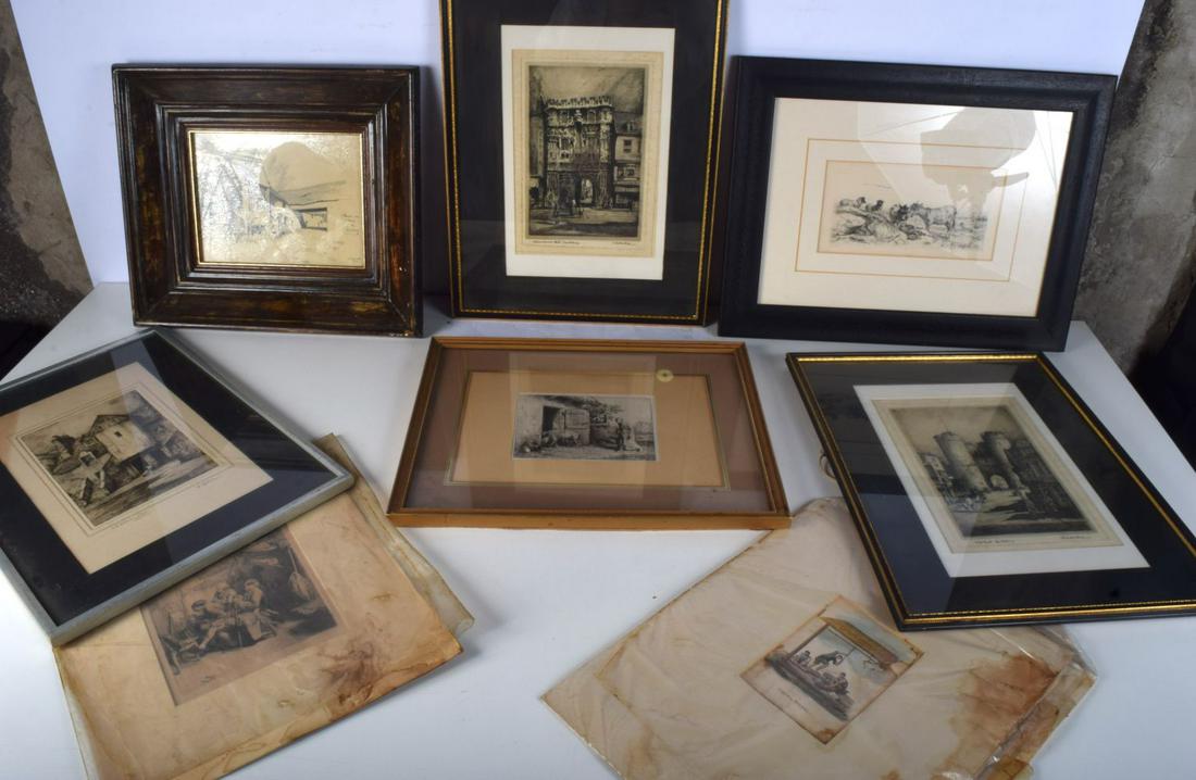 A collection of Antique framed etchings 26 x 19 cm (8). (1 of 4)