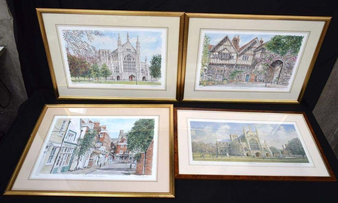 A collection of framed prints depicting scenes of Winchester by Glyn Martin and terry Free mantle. 3 (1 of 8)