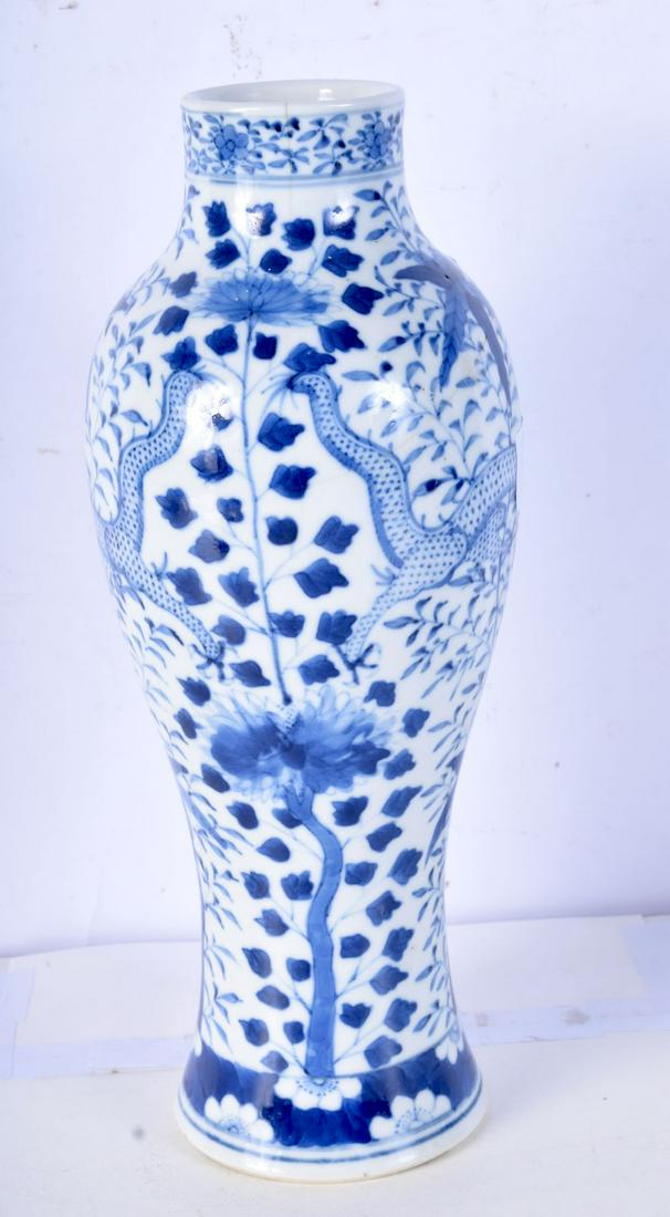 A large 19th  Century Chinese  blue and white porcelain vase bearing a Kangxi mark to base 30 cm. (1 of 3)