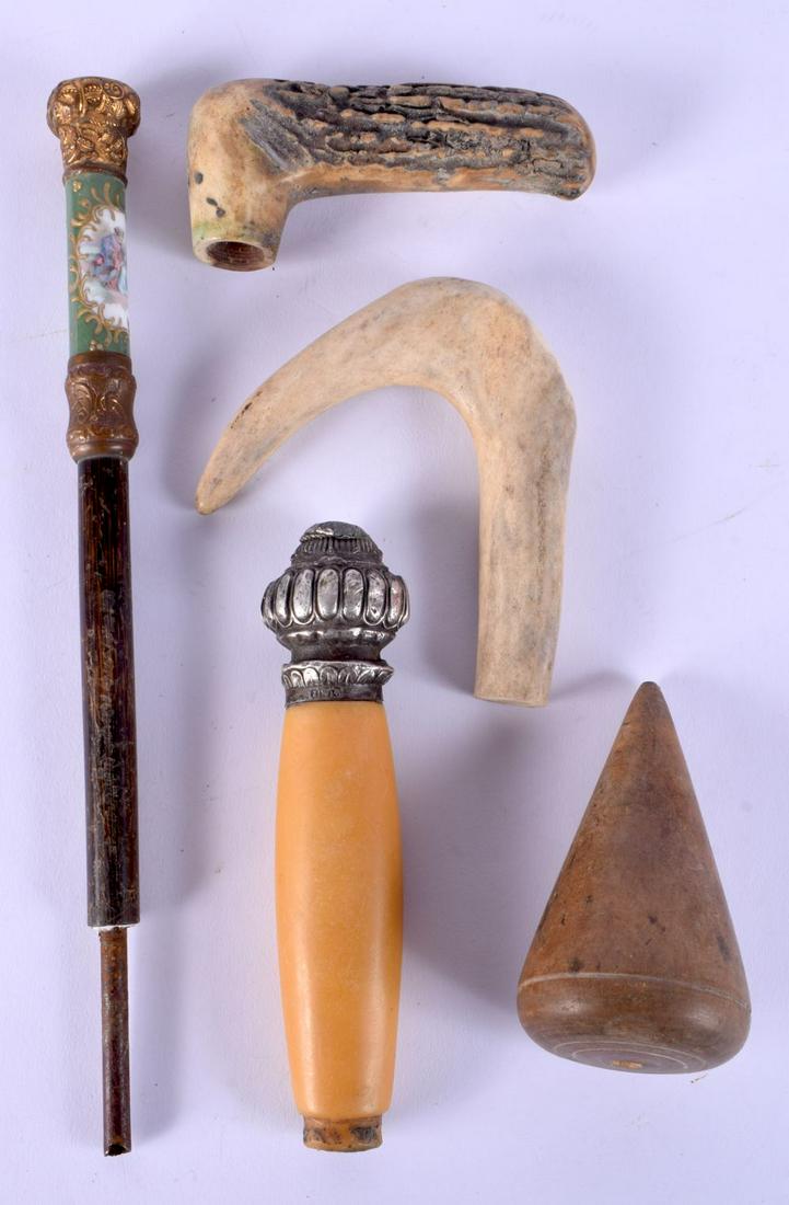 VINTAGE CANE HANDLES. 401 grams. Largest 25 cm long. (qty) (1 of 2)