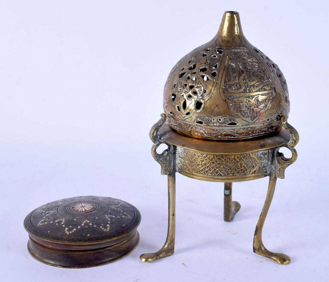 A 19TH CENTURY MIDDLE EASTERN CARVED RHINOCEROS HORN SNUFF BOX AND COVER together with two islamic v (1 of 7)