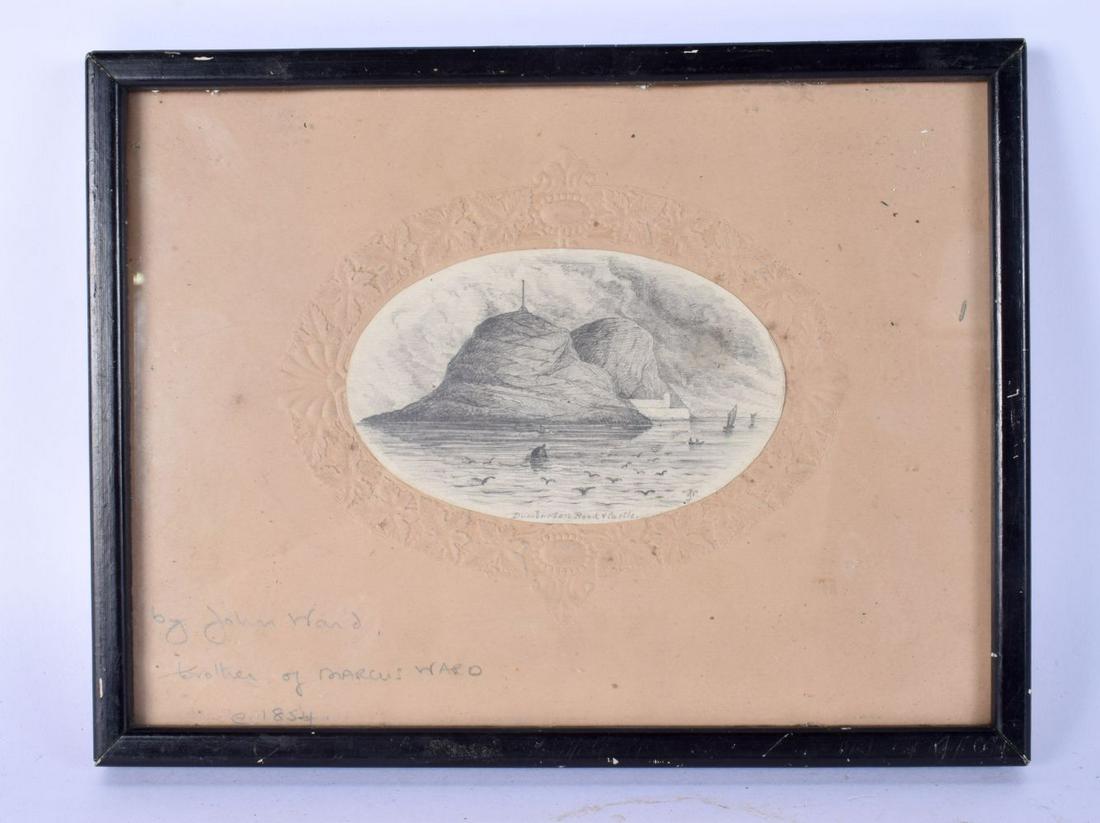 John Ward (1798-1849) Pencil sketch, Dumbarton Rook Castle. 21 cm x 18 cm.: John Ward (1798-1849) Pencil sketch, Dumbarton Rook Castle. 21 cm x 18 cm.