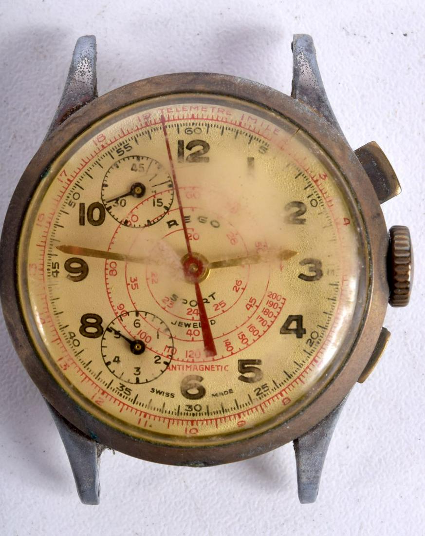 MENS VINTAGE REGO SPORT CHRONOGRAPH WATCH, TELEMETER DIAL.  Dial 3.7cm incl crown (1 of 2)