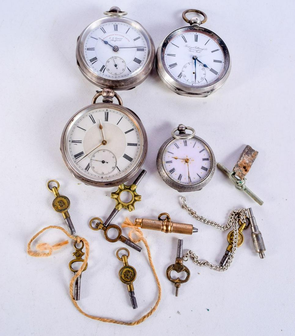 4 X SILVER POCKET WATCHES. Various hallmarks (4) (1016) on Jun 08