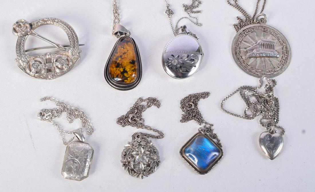 EIGHT ITEMS OF SILVER JEWELLERY.  Various Hallmarks Total weight 71g (8) (1 of 4)