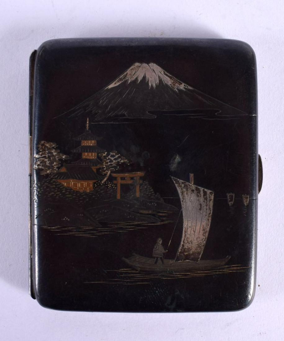 A JAPANESE MIXED METAL CIGARETTE CASE. 61 grams. 8 cm x 6.5 cm. (1 of 3)
