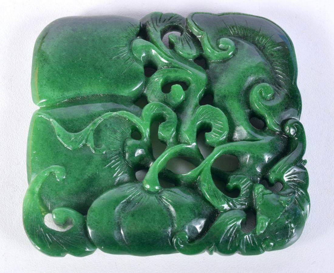 A Chinese carved Jade boulder in the form of a fruiting pod 7.5 x 7.5 cm. (1 of 2)