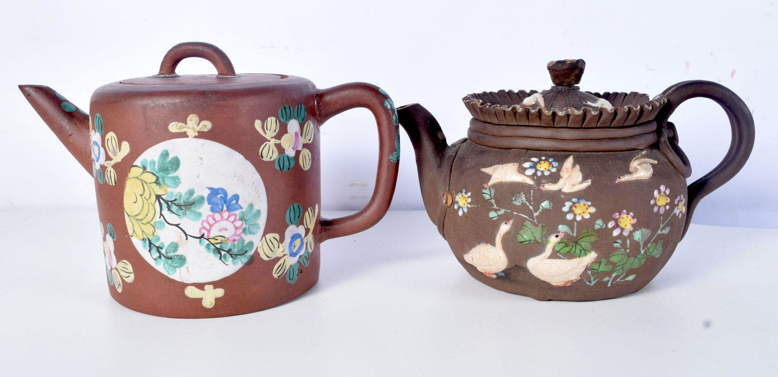 AN EARLY 20TH CENTURY CHINESE YIXING ENAMELLED POTTERY TEAPOT AND COVER Late Qing/Republic, and a Ja (1 of 5)
