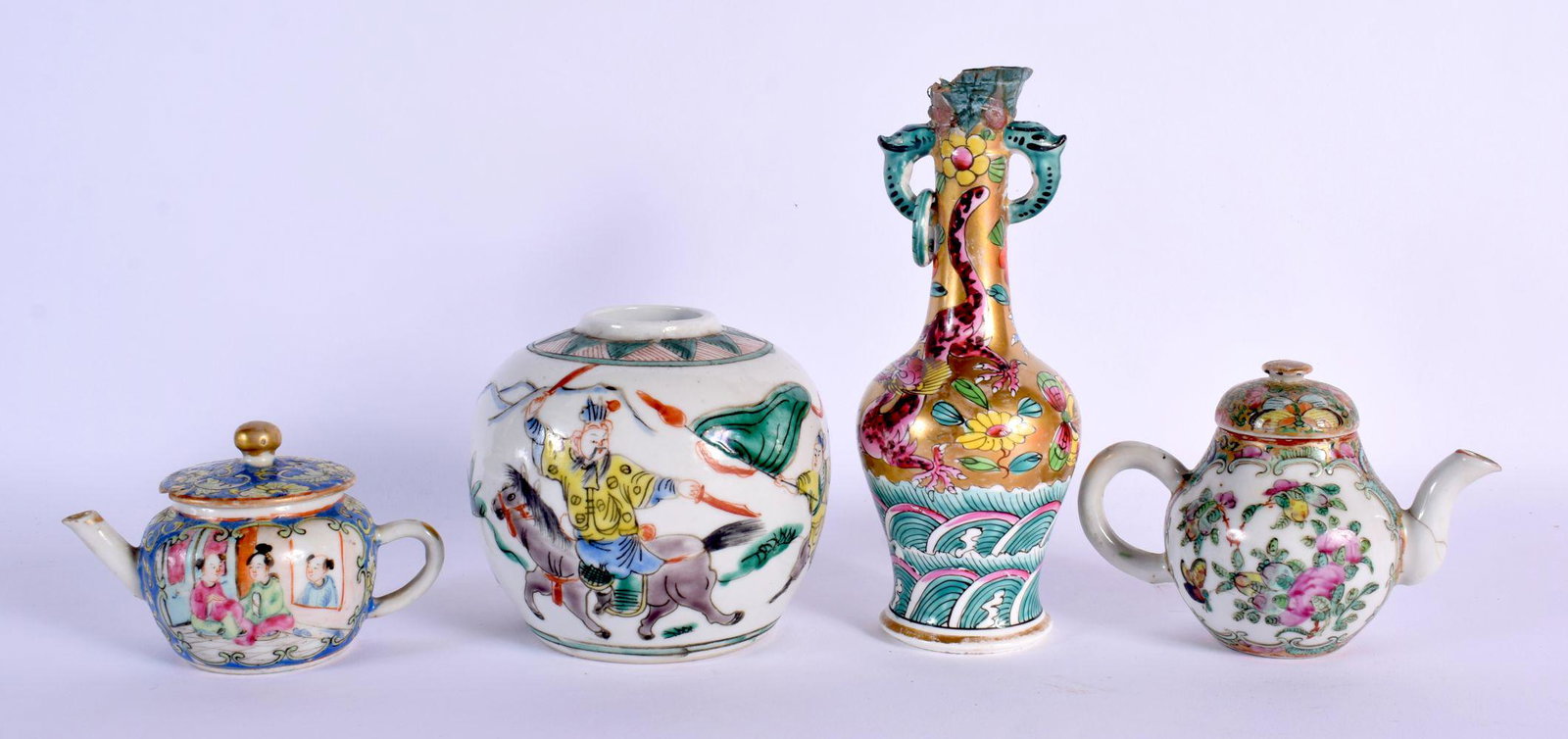 A 19TH CENTURY CHINESE FAMILLE VERTE GINGER JAR Guangxu  together with teapots etc. Largest 13 cm hi (1 of 6)