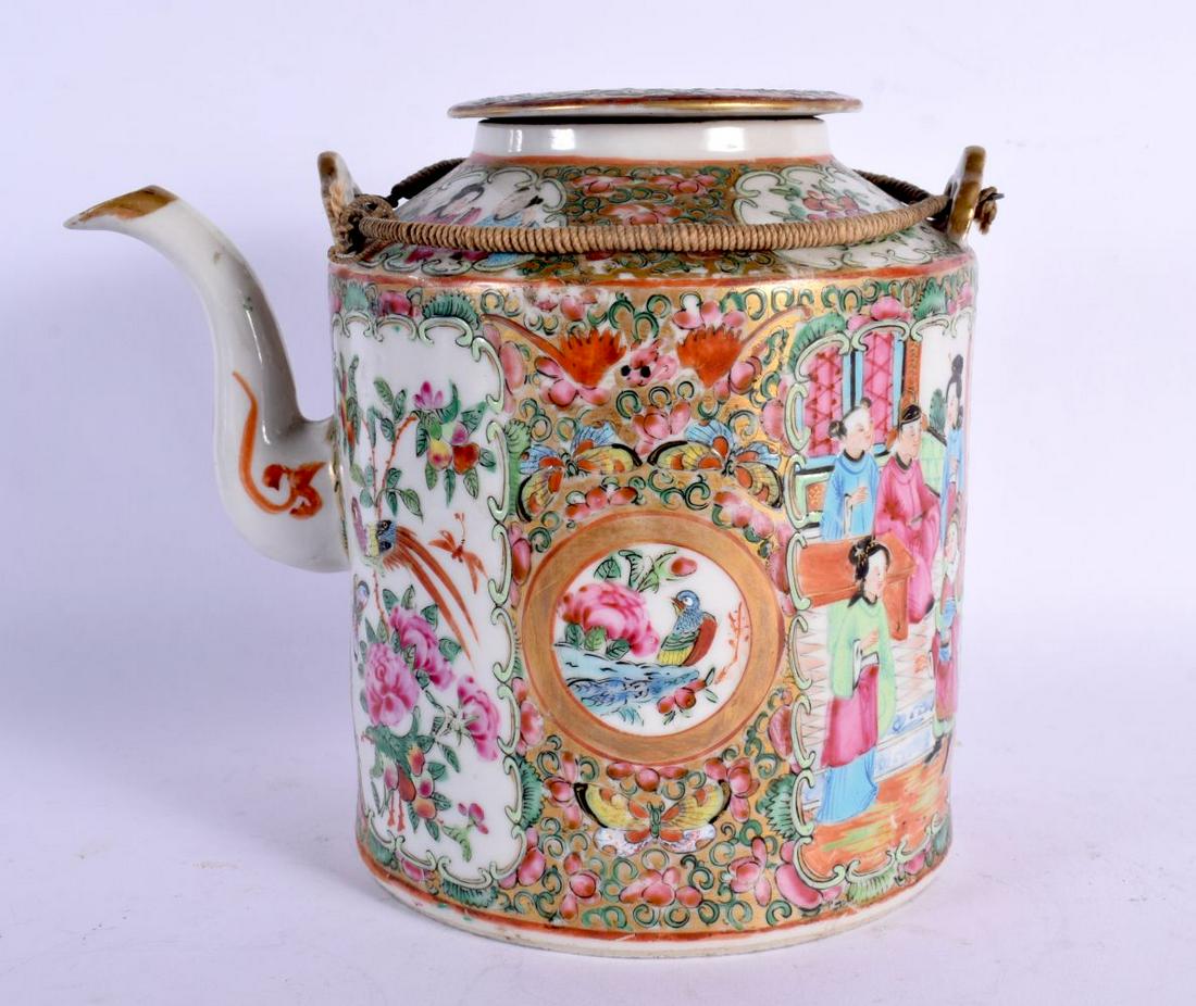 A 19TH CENTURY CHINESE CANTON FAMILLE ROSE TEAPOT AND COVER Qing. 18 cm x 16 cm. (1 of 6)